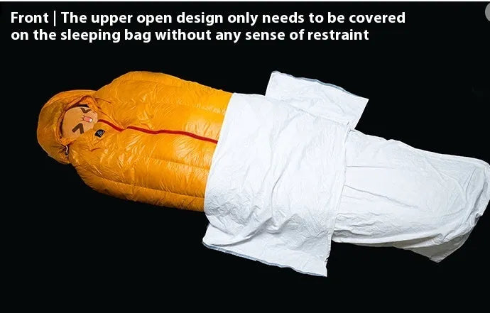 Outdoor climbing sleeping bag cover with mummy structure and dirt-proof construction