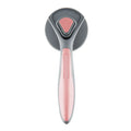 Self-cleaning slicker brush for pet grooming with grey handle and bristles