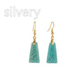 Pure natural amazonite trapezoid earrings with geometric cut in gold or silver setting