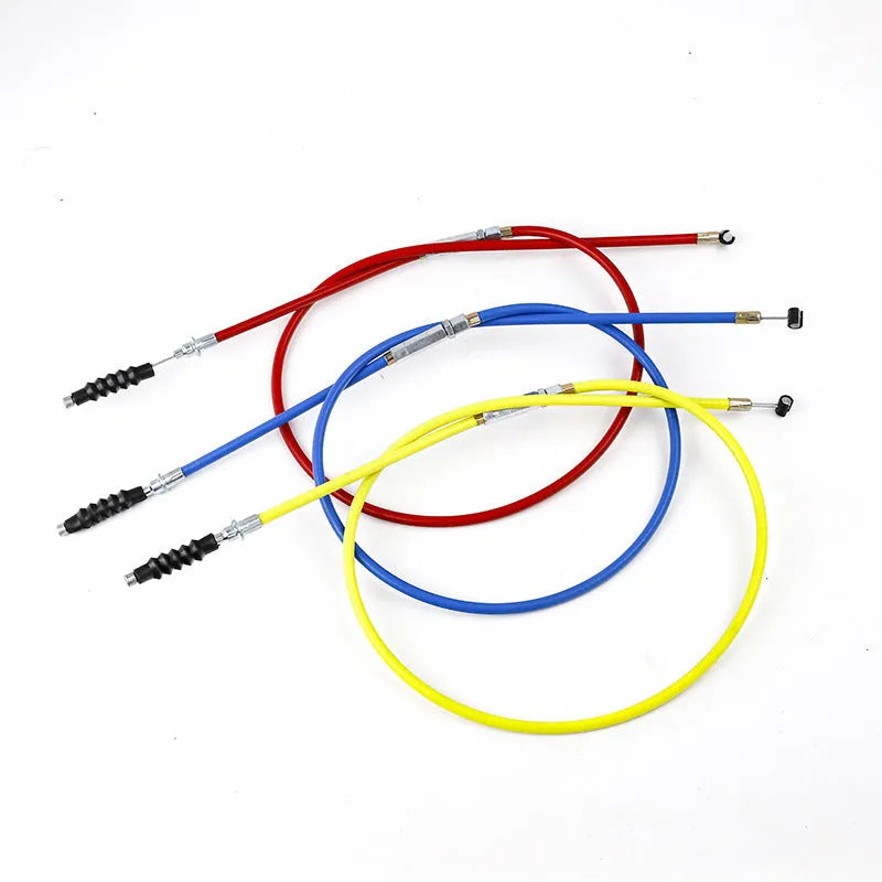 Apollo scrambler motorcycle clutch and accelerator cable in four colours: black, blue, red, yellow, measuring 0.98 metres.
