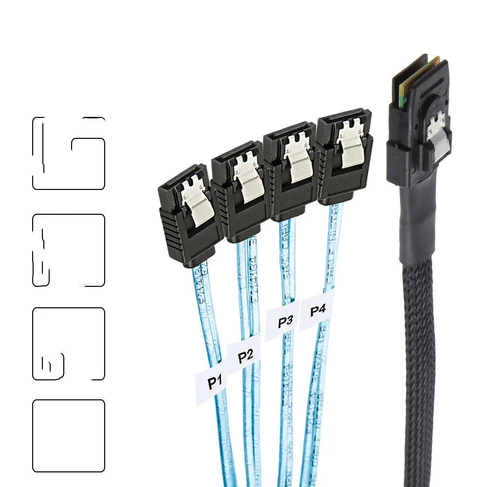 Straight head SAS data cable with coaxial interface connectors for server hard disk connections