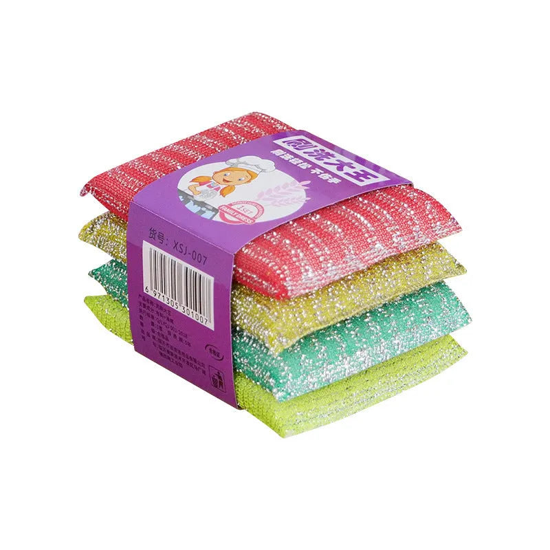 Pinstripe fabric dishwashing sponge mop in macaron colours for wet and dry cleaning.