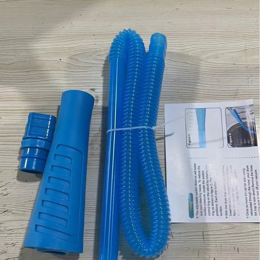 Blue washing machine vacuum cleaner suction pipe with round head measuring 114cm length