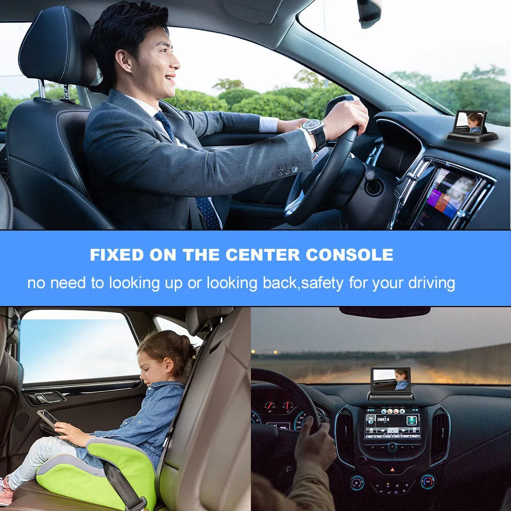 4.3-inch folding screen car baby monitor with rear view camera and cigarette lighter power plug