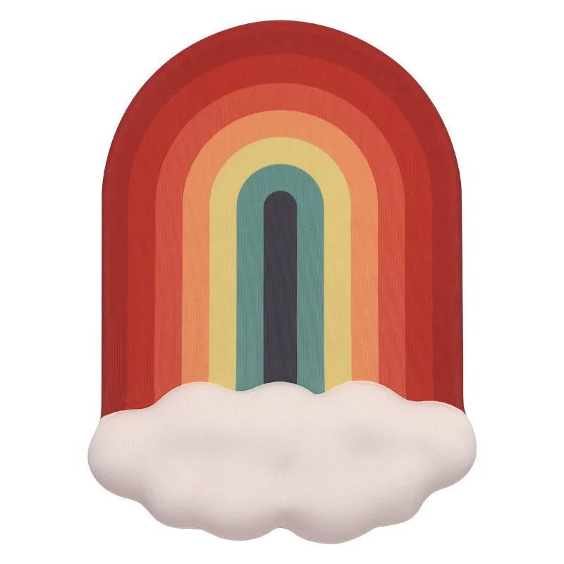 Cloud Rainbow silicone wrist rest set showing mouse pad and keyboard support with cloud pattern