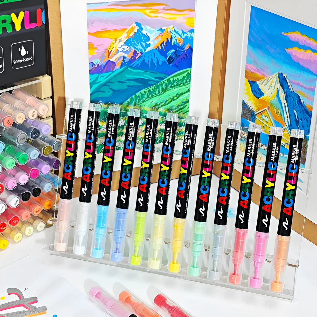 Set of acrylic paint marker pens with soft tips for graffiti and hand painting art