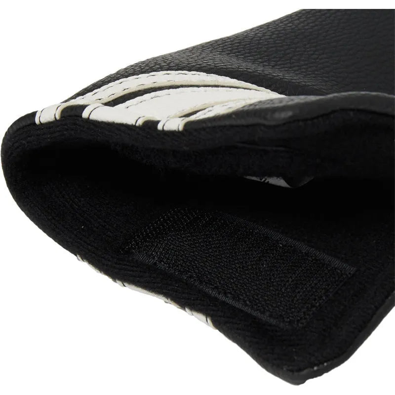 Black PU leather sleeve case for protecting a golf push rod shaft.