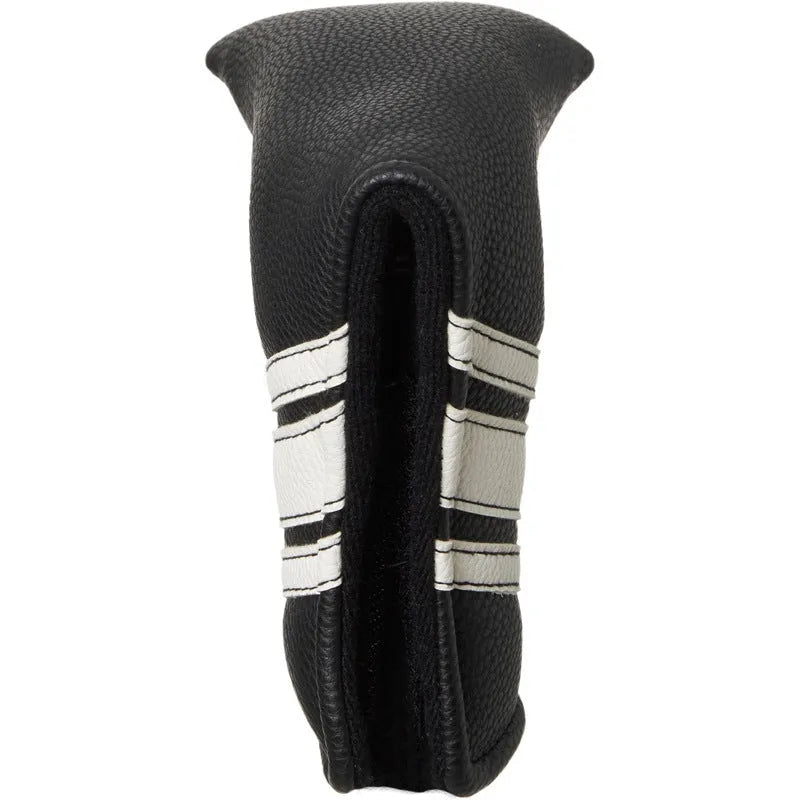 Black PU leather sleeve case for protecting a golf push rod shaft.