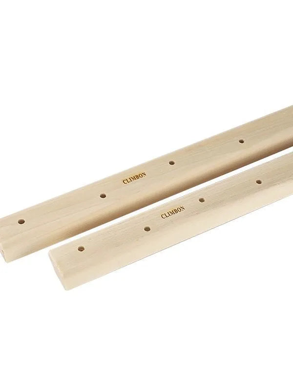 Set of three solid wooden finger grip training boards in 12cm, 40cm, and 50cm lengths displayed together