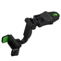 Rotating vehicle navigation bracket mounted on car rearview mirror showing left and right adjustment mechanism