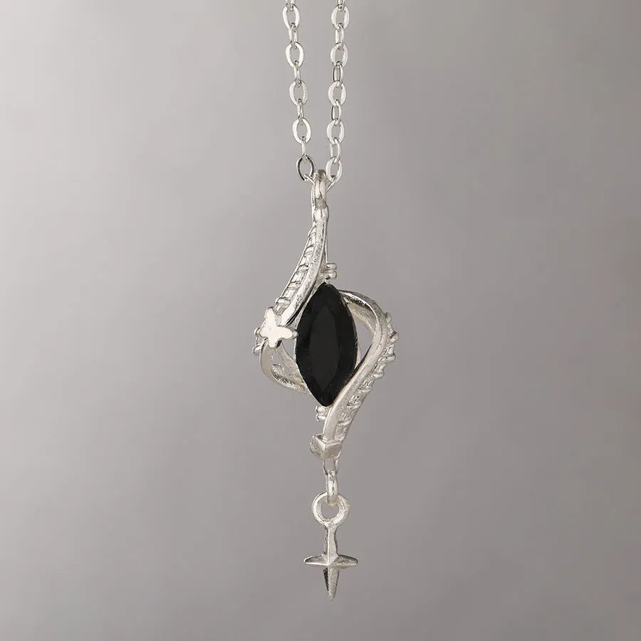 Alloy hollow out creative pendant necklace with mori style winding design and cross chain