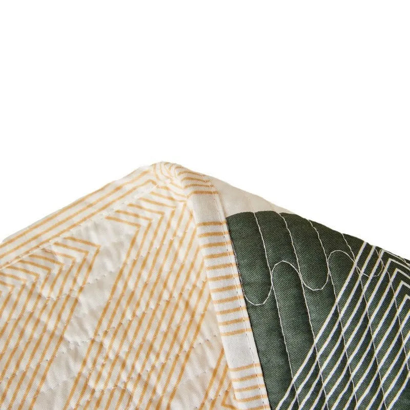 Pure cotton printed bed sheet set showing fitted sheet, flat sheet and pillowcase in modern simple design