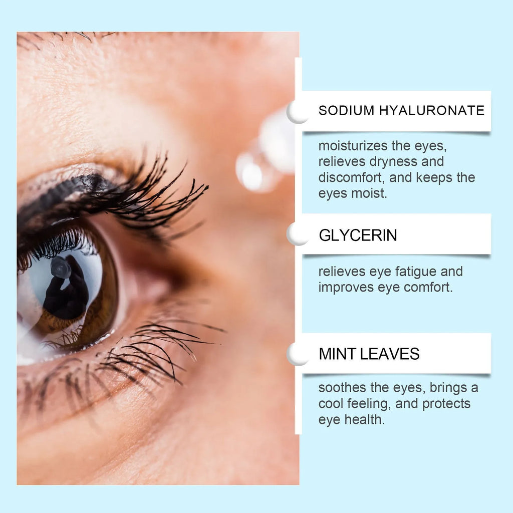 15 ml bottle of mint and sodium hyaluronate moisturising eye drops for dry eyes.