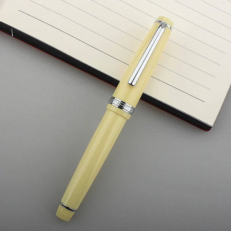 Resin business pen with stainless steel nib shown in a selection of colour and clip finish options.