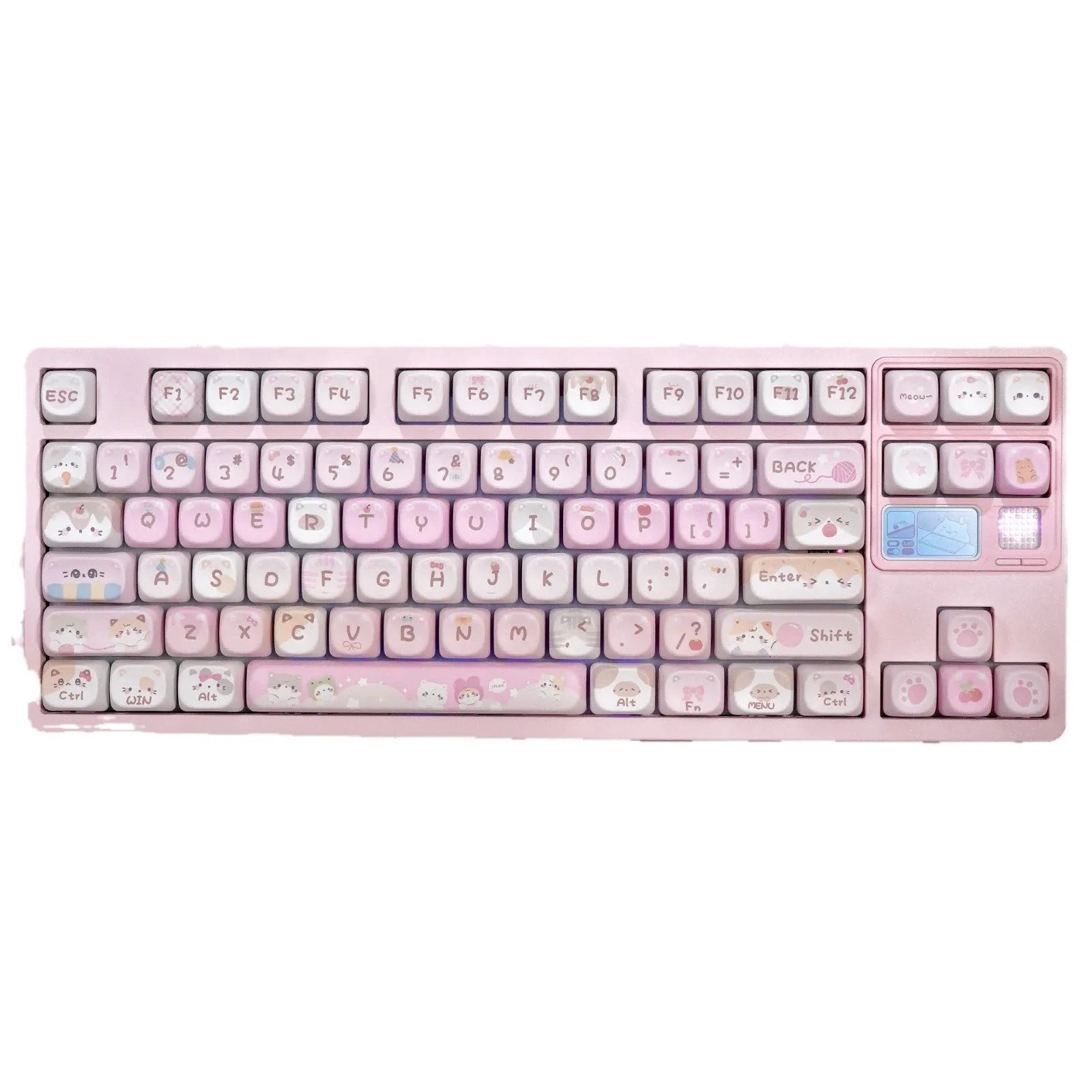 Pink cartoon anime design keycaps with full five-sided sublimation printing for mechanical keyboards