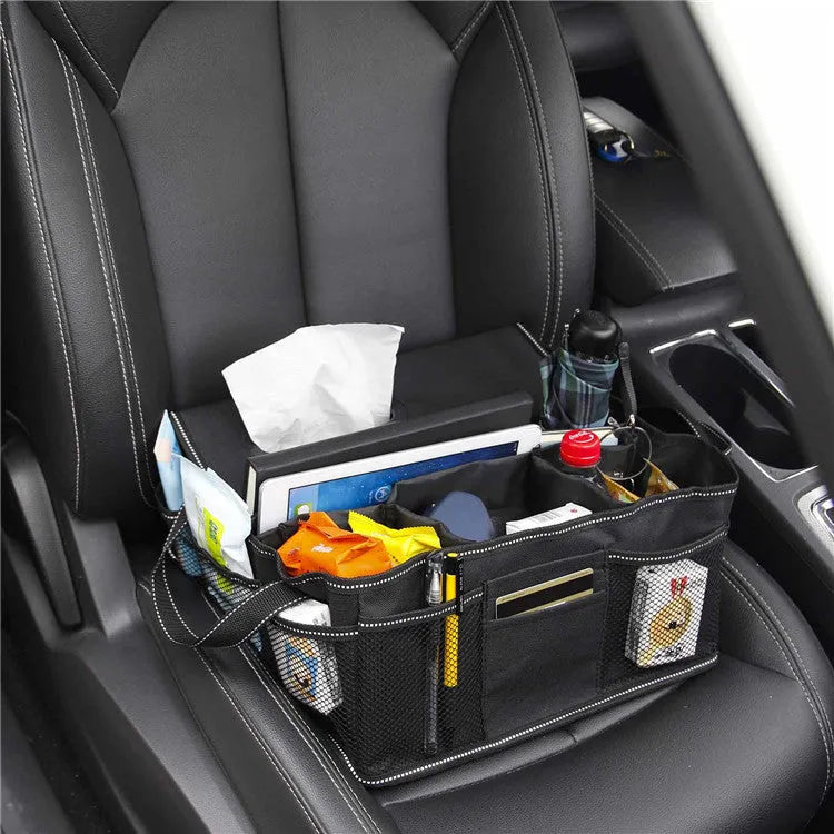 Black Oxford cloth car storage box with dimensions 33x33x16cm for vehicle boot organisation