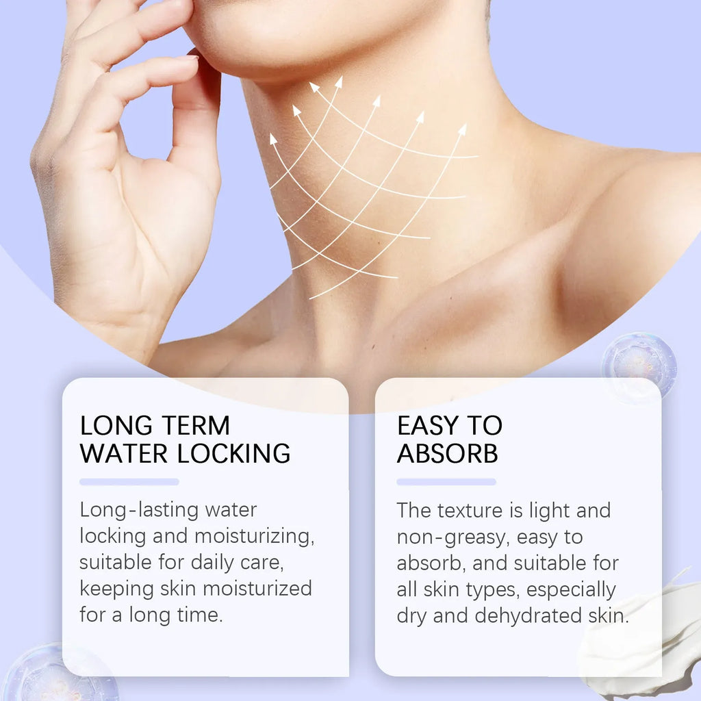 50g neck skin cream jar with hyaluronic acid and coffee extract for moisturising and firming