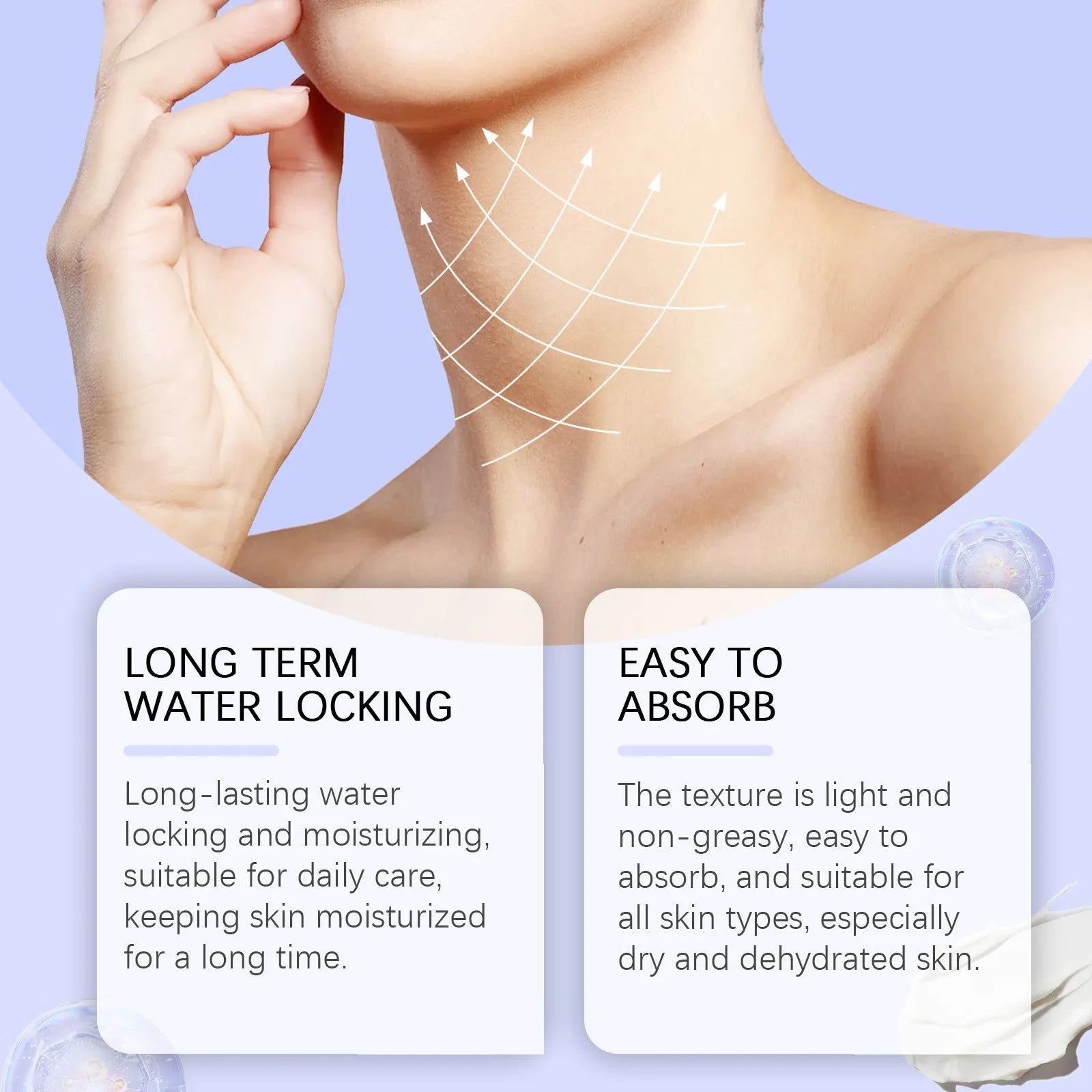 50g neck skin cream jar with hyaluronic acid and coffee extract for moisturising and firming