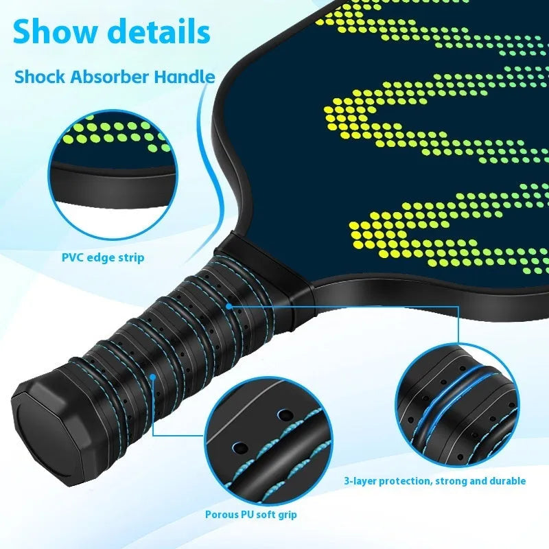 A high-density fibreglass table tennis racket for outdoor sports use.