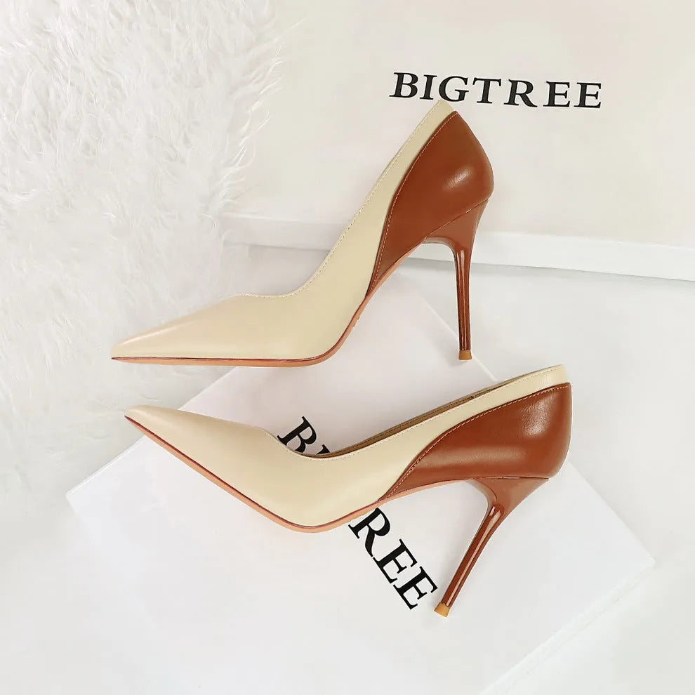 Retro style women's stiletto heels with pointed toe and super high heel