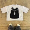 Short sleeve cotton t-shirt with a printed retro graphic and drop-shoulder sleeves in a black colour variant.