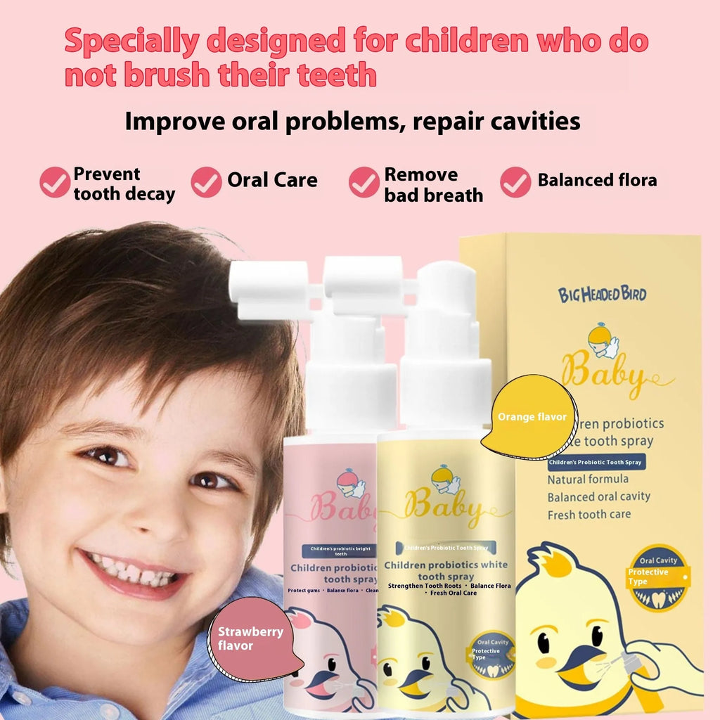 Children's probiotic oral spray bottle with anticavity and whitening properties in 40ml size