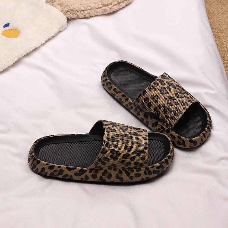 Women's leopard print EVA slippers with thick sole in multiple animal print colour options