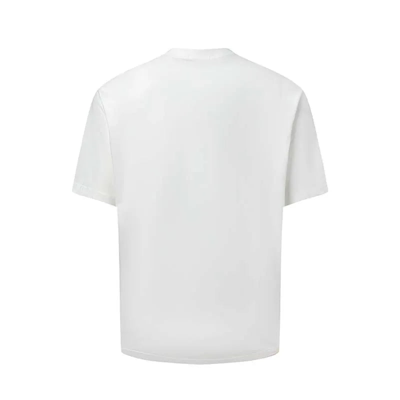 Men's blue American retro style t-shirt with white letter print and loose fit