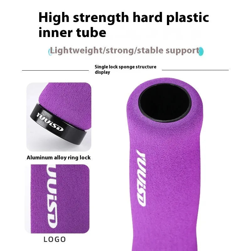 Ultra-light 41g soft sponge mountain bike handle covers in black, purple and biange colours