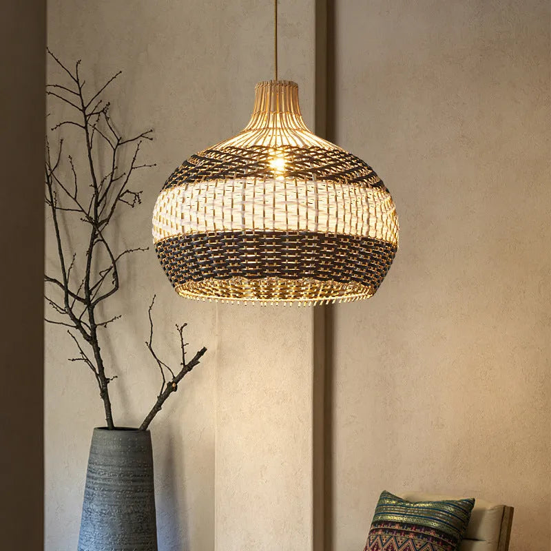 Nordic Scandinavian rattan chandelier with LED light in 50cm diameter size