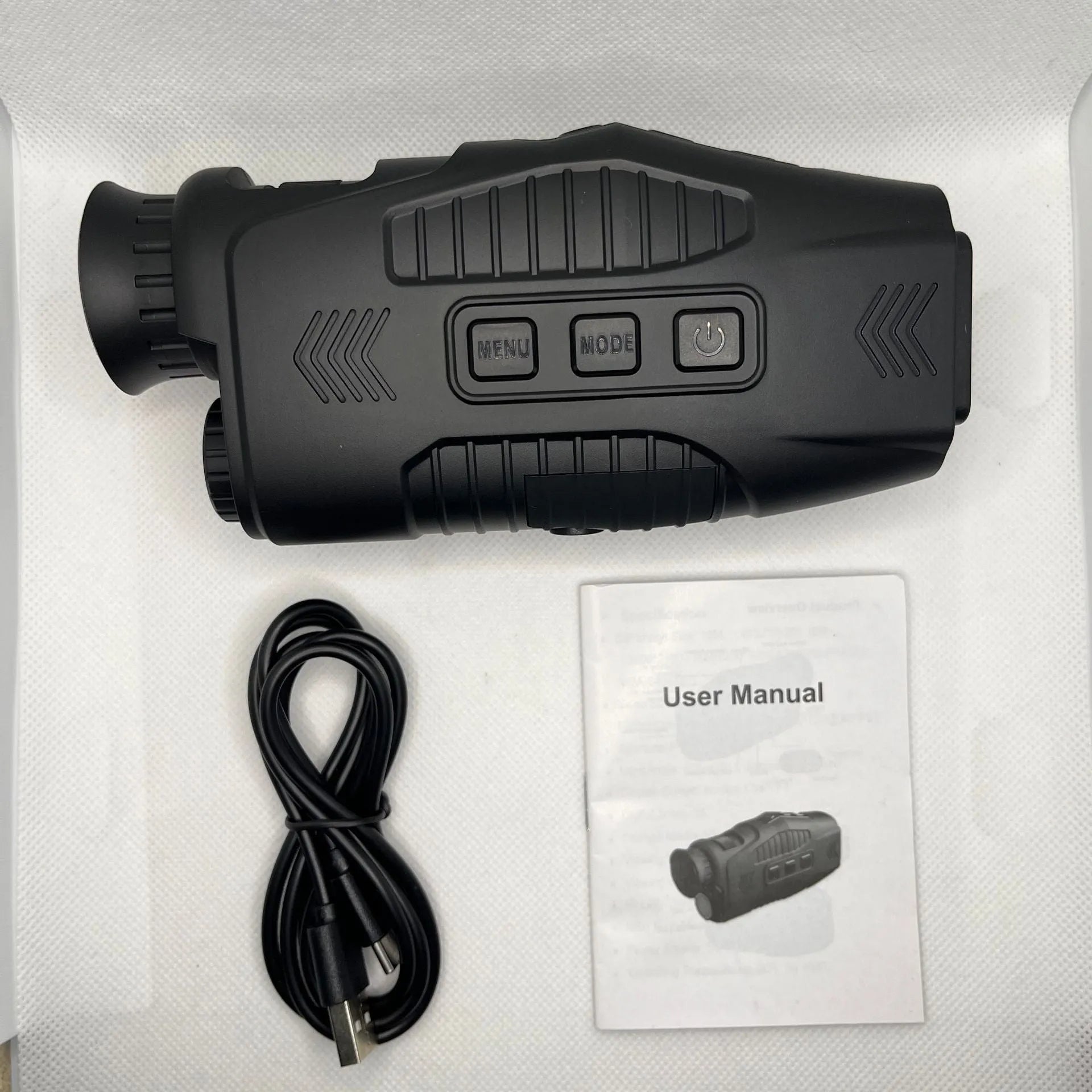 HD infrared night vision monocular with 1.54 inch display and 5X digital zoom on dark background
