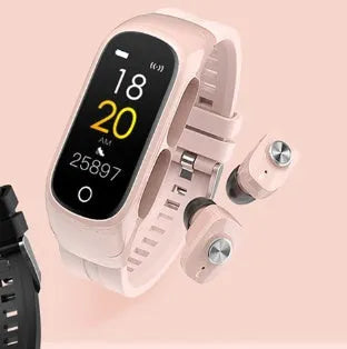 No Chinese N8 smartwatch with Bluetooth headset, touch screen, black TPU strap on wrist for sports use