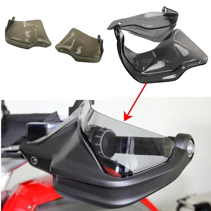 ADV handlebar heightening piece and hand guard set for BMW in plastic, brown, grey, and transparent options