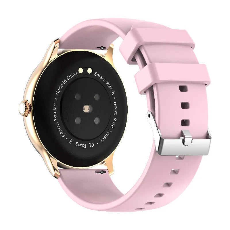 Blood pressure smart sports watch with 1.28-inch touch screen and silicone band in three colour options
