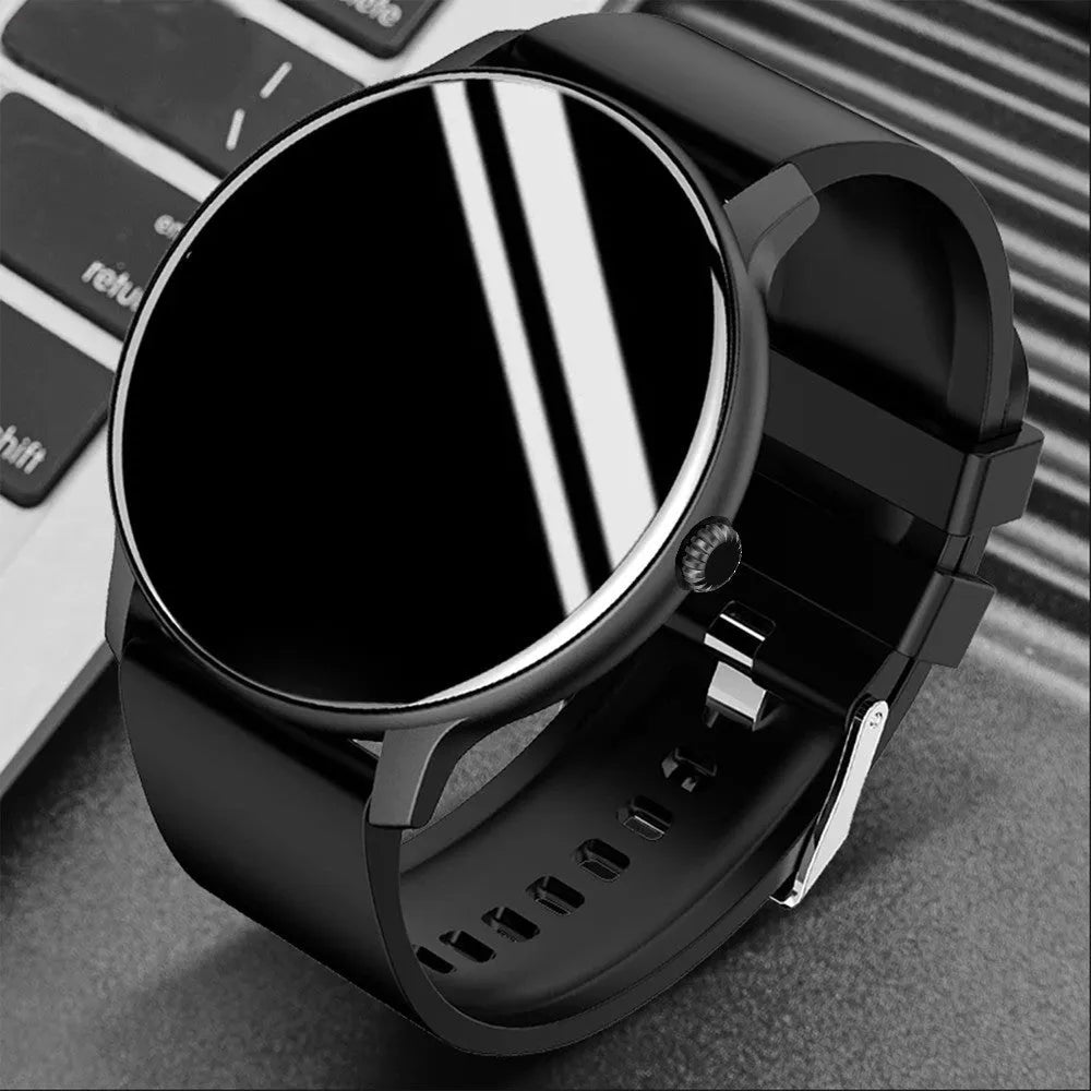 Blood pressure smart sports watch with 1.28-inch touch screen and silicone band in three colour options