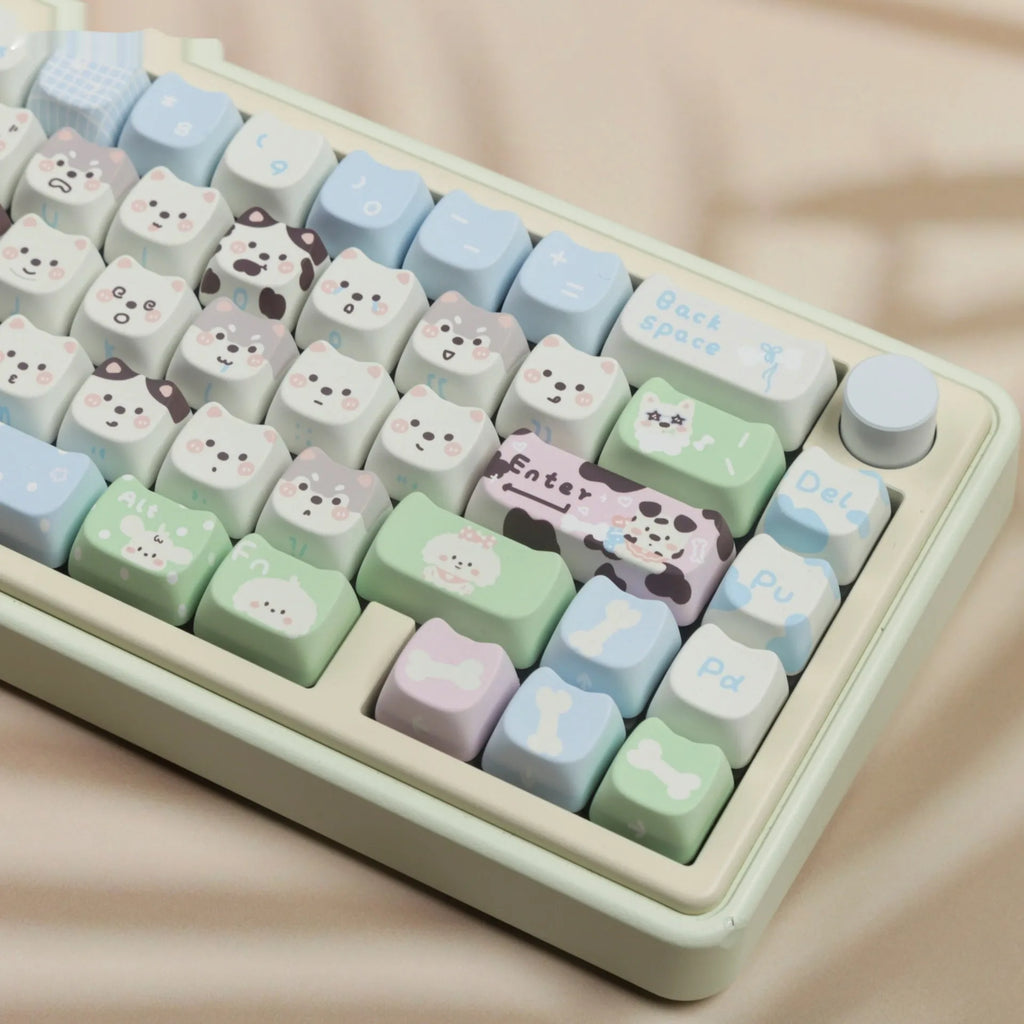 Full set of colourful puppy character design PBT keycaps for mechanical keyboards