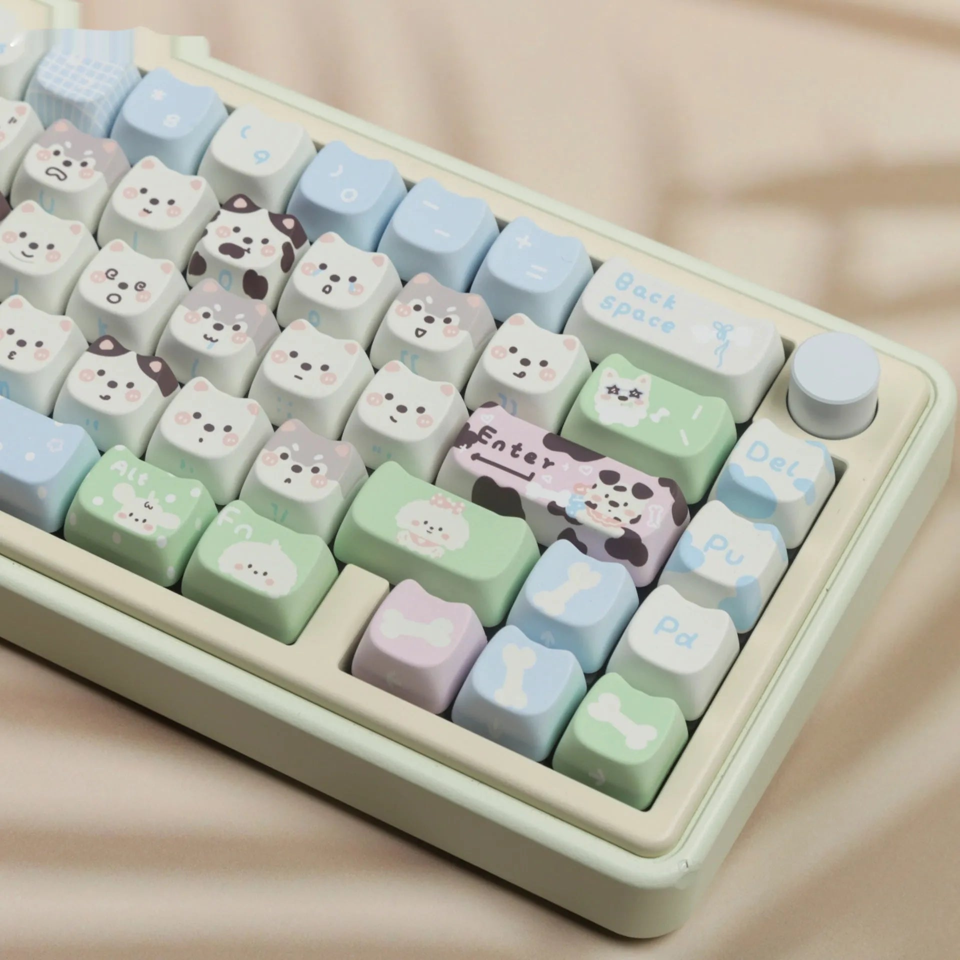 Full set of colourful puppy character design PBT keycaps for mechanical keyboards
