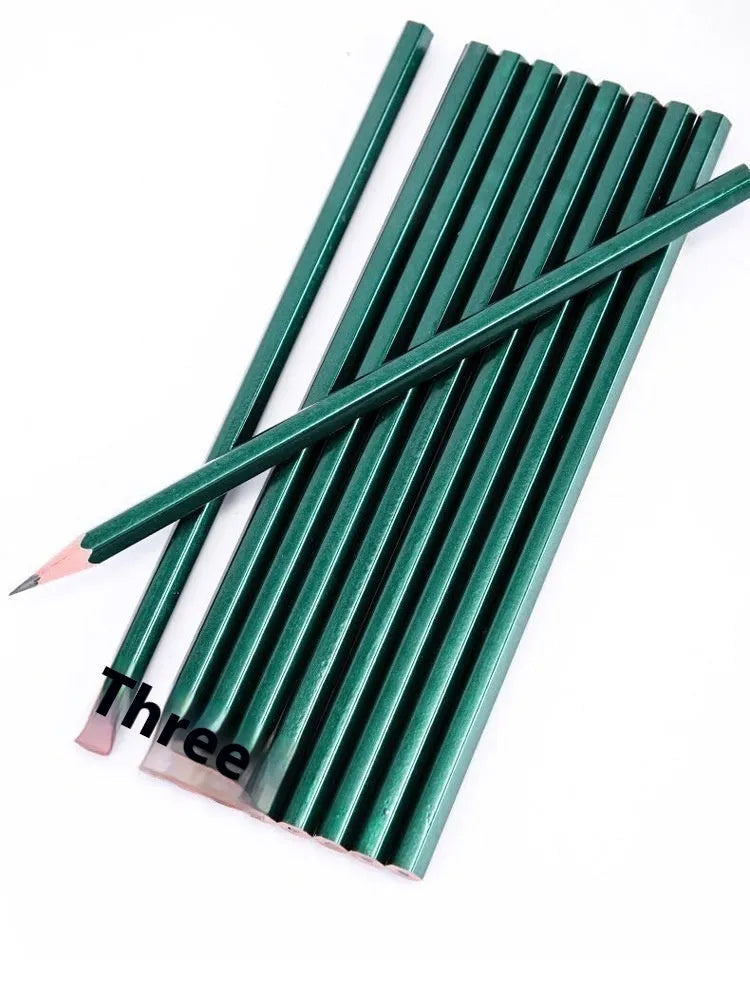 Box of 10 green six-angle wooden pencils with HB and 2B graphite grades for sketching and writing.