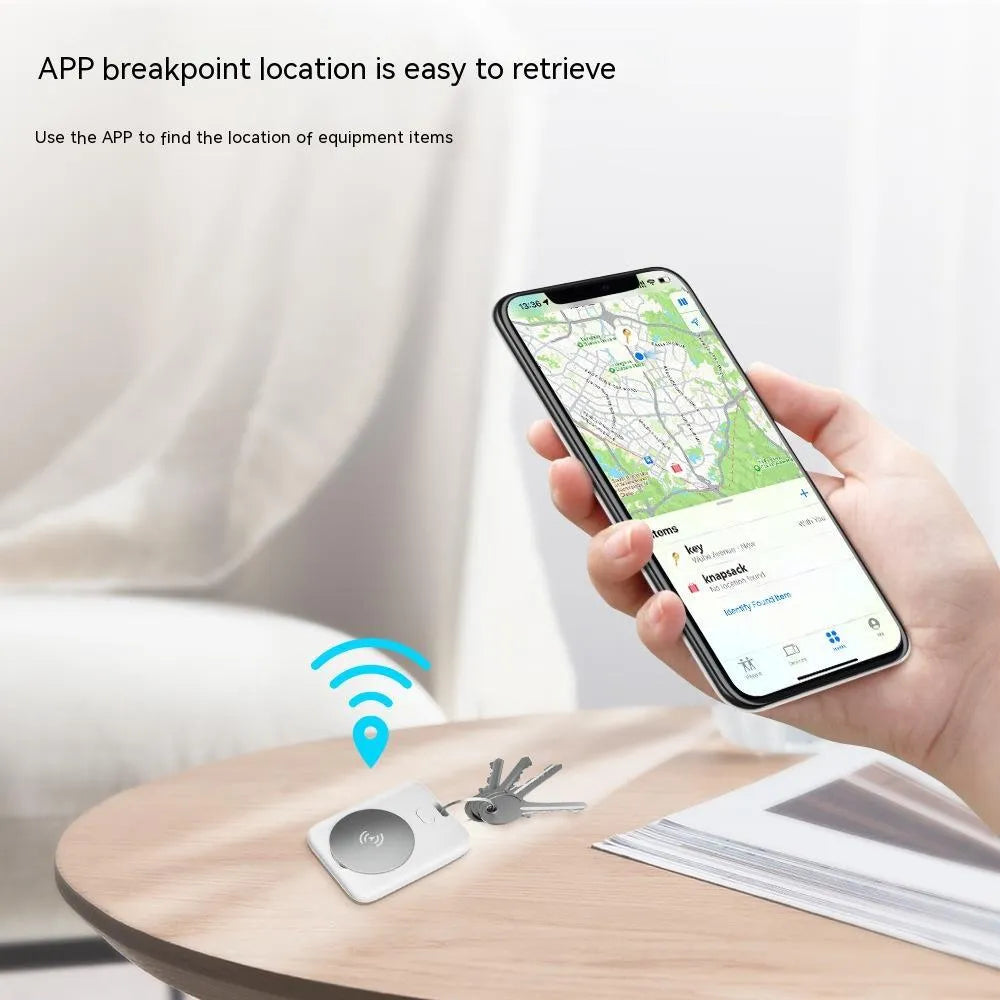 White ABS plastic pet tracking device for Apple users with portable collar attachment