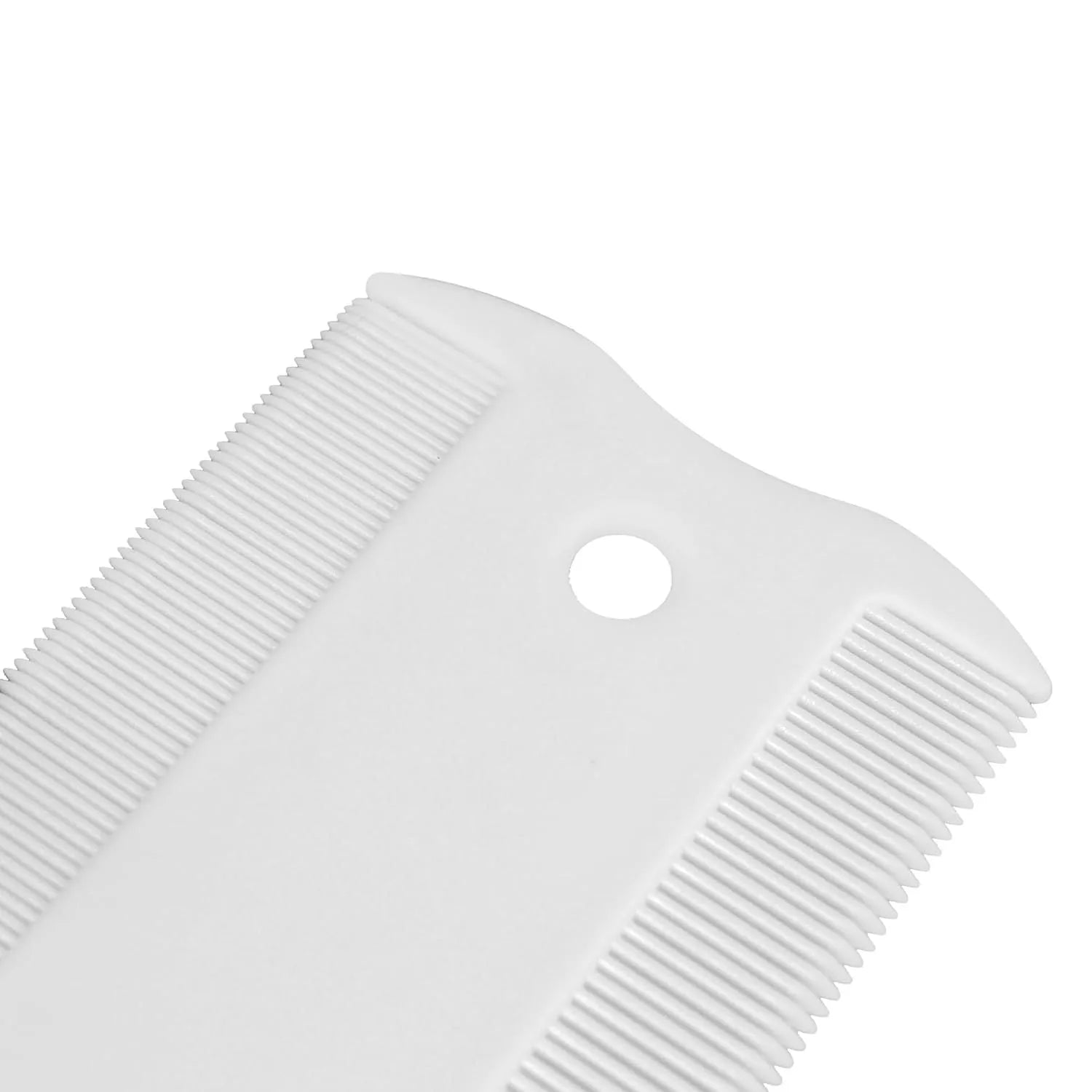 Double-sided plastic flea comb for pets with dense teeth and 0.85 cm width for dog and cat grooming