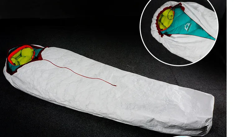 Outdoor climbing sleeping bag cover with mummy structure and dirt-proof construction