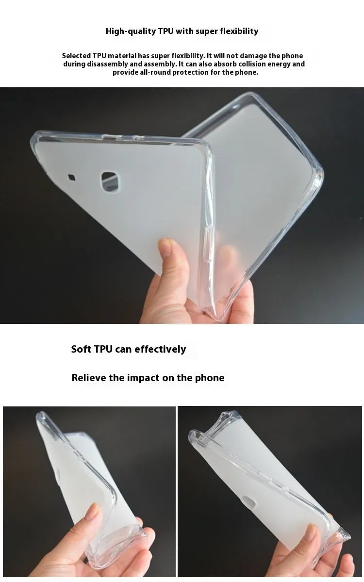 Clear ultra-thin silicone tablet protective case showing transparent white colouration and simple design