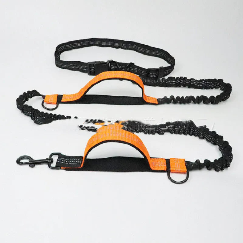 Adjustable pet traction rope dog running belt with waist control in fluorescent green colour