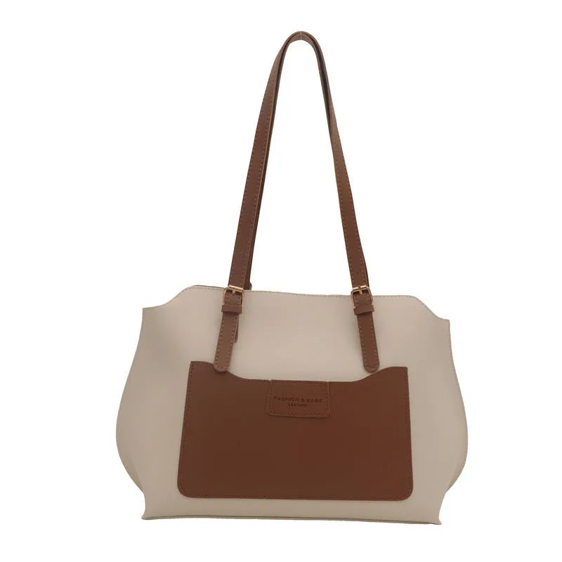 Women's horizontal square tote bag in PU material with internal mobile phone pocket, shown in available colours