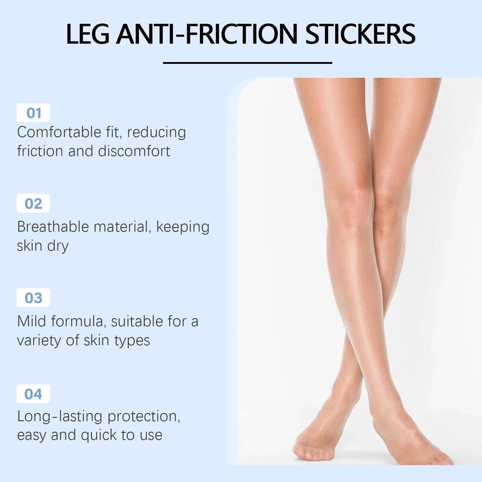 Ten leg anti-wear patches with moisturising ingredients for daily protection