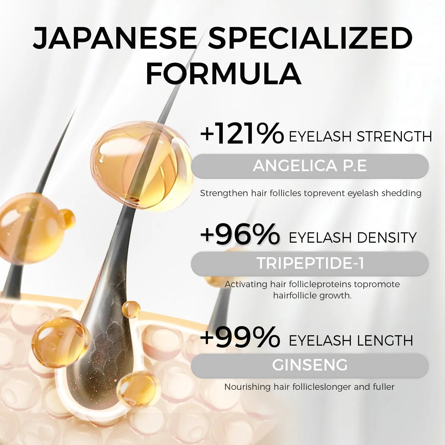 Silver-coloured eyelash growth essence bottle containing 5ML of nutrient solution