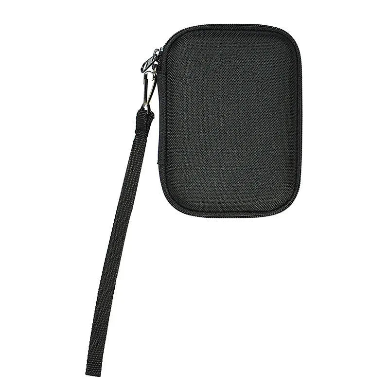 Black magnetic wireless power bank protective hard bag with textured exterior, 120x90x27mm