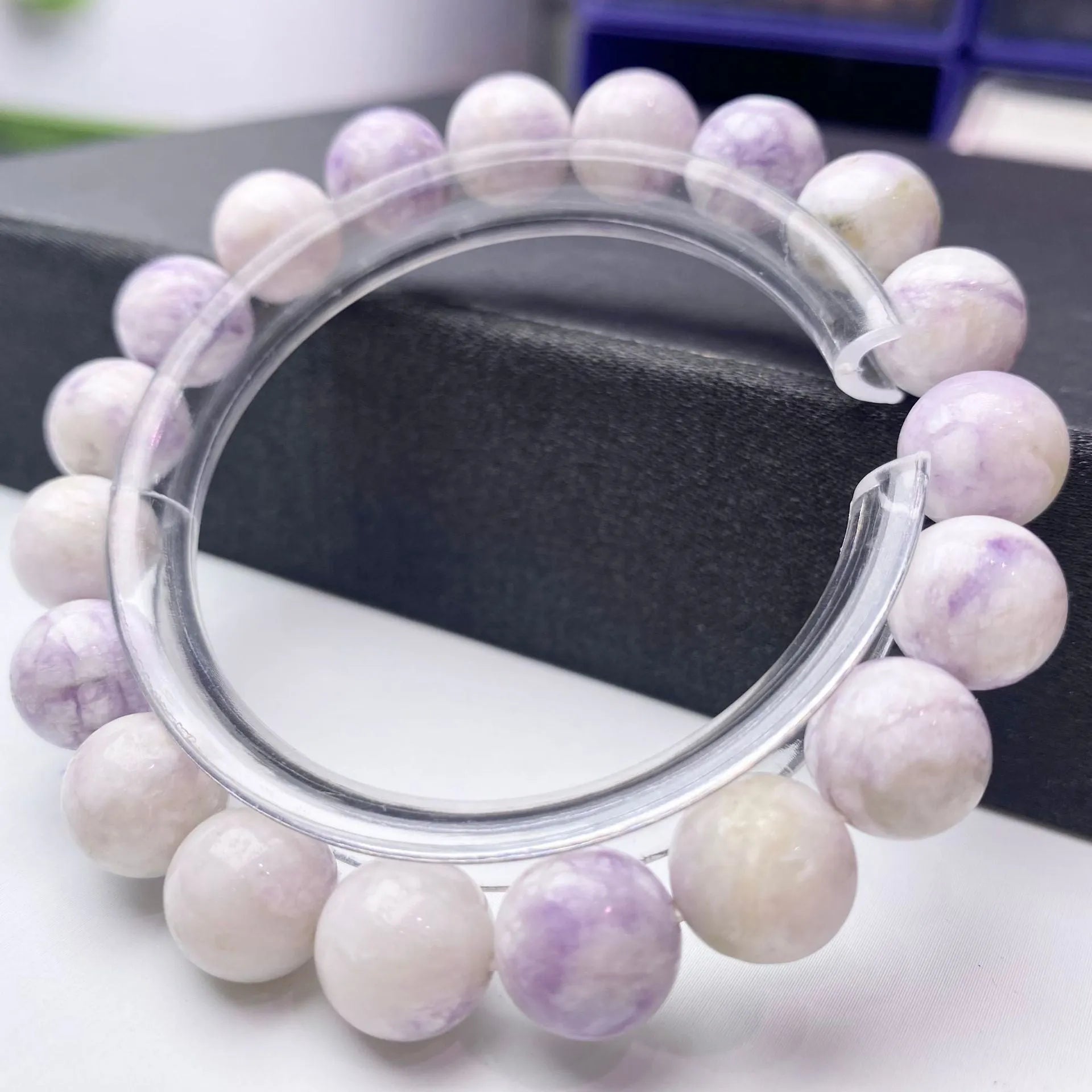 Natural purple turquoise women's bracelet showing bead detail.