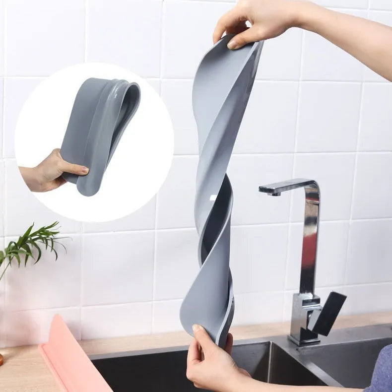 Silicone kitchen sink water blocking plate in three colour options: black, blue and grey