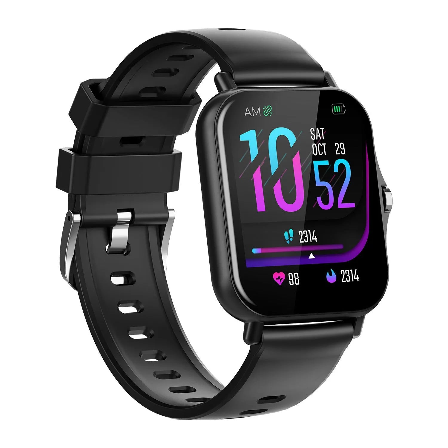W10 smart watch with heart rate and blood pressure monitoring on curved touch screen